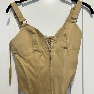 Tan Corset Top with Zipper